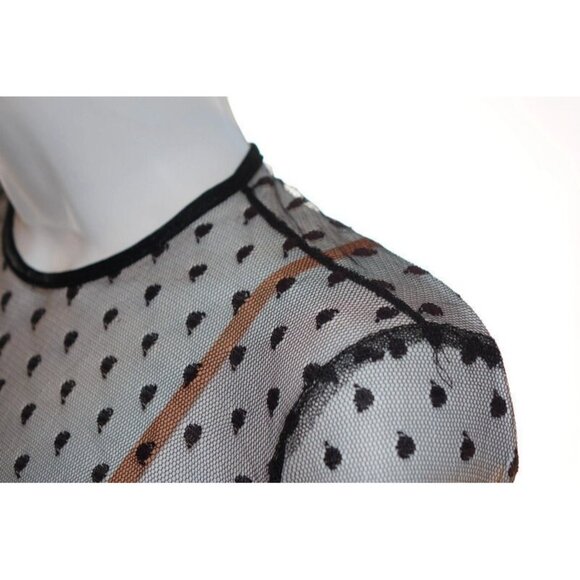 Vintage 70s Jack Bryan Black Gothic Polka Dot Lace Ruffled Midi Dress Sz 4 Emo M - Picture 6 of 12